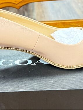 Coach Peachy Nude Pearl-Trim Leather Pump